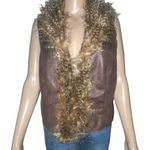 American Rag fur trim suede open vest Photo 0