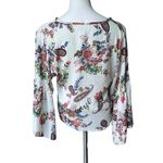 Lavender Field Boho Floral/Paisley Tie Front Wide Bell Sleeve Top, Sz S Photo 5