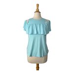 Lilly Pulitzer  Lyra Cold Shoulder Ruffle Top‎ Seasalt Blue Women Size XS Photo 3