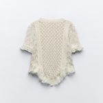 ZARA lace crochet sweater top blouse ruffled bohemian Photo 7