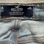Hollister Ultra High Rise Dad Jeans 10L Light Wash Ripped Knees Straight Leg Photo 11