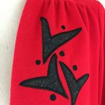 Vintage 70s Lady Graff Red Felt Blazer Jacket Appliqué Black Design L Size L Photo 6