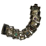 Vintage Women's Link Wrist Bracelet Multicolor Gem Stone Jewelry Accessories Blue Photo 3