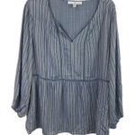 Fever Boho Striped Blouse Size XXL Blue Photo 0
