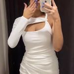 ZARA dress mini fitted one sleeve white cut out party coctail wedding Photo 2