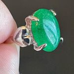 Green jade S925 silver ring size 5.5 Photo 5