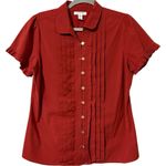 Banana Republic Vintage  large rust orange pleated front blouse gold buttons Photo 0