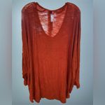 Old Navy  Rust-colored long sleeve shirt with a‎ deep scoop neckline Photo 3