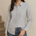 H&M  Blue Striped Button-Down Shirt XS Photo 3