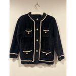 Boutique Women’s Fuzzy Pearl Button Cardigan Small Black Country Club Photo 1