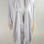 Flora Nikrooz Satin & Lace Trim Robe - XL White Bridal Loungewear Photo 2