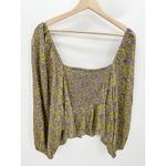 Abound  Green Purple Floral Smocked Balloon Sleeve Top Women's Plus Size 3X NWT Photo 1