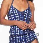 Athleta NWT‎  Mashiko Side Scrunch Tankini in Blue Size 34D/DD Photo 0