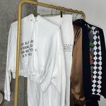 T by Alexander Wang Fleece Paneled Printed Cropped Sweatshirt + Sweatpants Set White Size 2 Photo 0