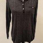 Chaser Black Silver Sparkle Henley Top Shirt Long Sleeve Medium New Drawstring Photo 0