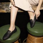 Birdies The Woven Starling Flat Loafer Black Faux Leather Smoking Slipper 7.5 Photo 3