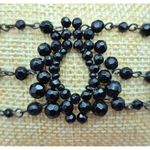 None Black Glass Crystal Jewelry Set Choker Necklace Wide Bracelet Goth Witchy Formal Photo 3