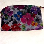 LODIS BRAND FLORAL LEATHER WRISTLET SOFT LEATHER GOLD HARDWARE ZIP CLOSURE Black Photo 6