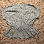 Sweet Rain Green Short Sleeve Peplum Blouse with Tie Size M Blue Size M Photo 1