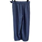 J.Jill NEW Size S Linen Blend Wide Leg Ankle Pants Blue Thin Stripe Belted Photo 1