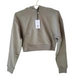 We Wore What NWT Cropped Half Zip Fleece Cotton Hoodie Long Sleeve S Stone #4216 Photo 1