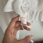 Romwe  White Sheer Bishop Sleeve Smocked‎ Crop Top Ruffle Trim Square Neck Blouse Photo 7