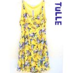 NWT TULLE Womens large Sleeveless Yellow Floral Boning Waist dress (runs small) Photo 1