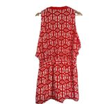 Leifsdottir‎ Anthropologie Catalyst Red Orange White Silk Tunic Dress Size 0 Photo 7