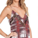 Lovers + Friends  Plaid Camisole Tank Top Women's Size Large‎ Lace Trim V-Neck Photo 0