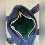 Vintage LL Bean Boat And Tote Micro Mini Green Navy Stripe Strap Excellent RARE Photo 4