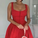 House Of CB  Size S TALL  'Cupid' Scarlet Pleated Mini Dress‎ NWOT Photo 0