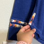 Free People Royal Blue Waffle Knit Thermal Long Sleeve Boho Distressed Size XS Photo 3