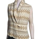 Ralph Lauren Women’s Size M Southwestern Aztec Cream Tan Horn Wool Sweater Vest Size M Photo 2
