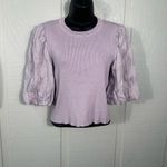 Lucy Paris  Elle Lavender Ribbed Short Sleeve Sweater Size Large EUC Photo 1