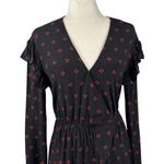 & Other Stories & Other Stories Paris Atelier Black Red Print Wrap Frill Long Sleeve Dress SZ 4 Photo 1