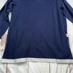 Avenue  Navy Blue Cream Metallic Trim Layered Cardigan Sweater Sz 14/16 Photo 6