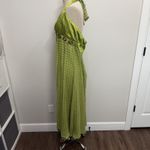 Vtg 60 Style Sz 16 Silk Maxi Halter Dress Babydoll Retro Academia Nature Artsy Green Photo 5