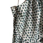 Elle Zeitoune Grace White Teal Polka Dot l Halter High Neck Formal Gown Large Blue Photo 7