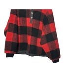 American Eagle Red & Black Plaid Oversized 1/4 Sherpa Pullover Jacket Large New Photo 2