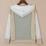 Mixed Media Exposed Seams Patchwork Hoodie in Gray Beige & Cream Size Small Photo 5