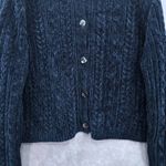 Valerie Stevens  Blue Chenille Knit Granny Preppy Cozy Cardigan Sweater Large Photo 3