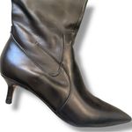 Franco Sarto  Black Leather Pointed Toe Knee-High Kitten Heel Boots – Size 7 Photo 2