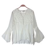Vintage Bellambra Italy White Lace Bell Sleeve 100% Silk Blouse Top Womens M y2k Size M Photo 1
