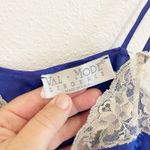 Vintage Lingerie Slip Dress Women Medium Blue Lace Romantic Feminine Floral 70s Photo 4