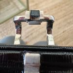 Fendi VINTAGE Black Patent Leather EVENING Bag BLACK WITH NAVY STRAP with COA Photo 12