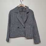 Eileen Fisher Organic Cotton Tweed Short Boxy Fit Blazer Black White Sz S Office Photo 3