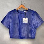 Zac Posen  Croc Embossed Leather Crop Top‎ Blouse Sz 8 NWT $990 MSRP Photo 2