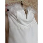 Lulus NWT  Extraordinary Glam White Feather Strapless Mermaid Maxi Dress Bride L Photo 3