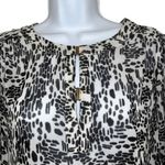 The Limited  Black & White Long  Sleeve Sheer Blouse‎ Gold Hardware EUC Size XS Photo 2