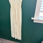 Tiare Hawaii  Cream Jumpsuit Romper Cross Front Eyelet Hem Wide Leg Photo 6